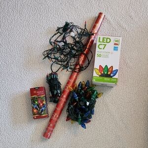 NWT Merry Christmas Lights and Wrapping Papper Bundle Holiday Winter LED Set